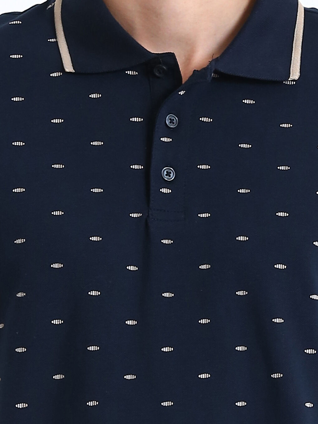 Polo Neck Short Sleeve Patterned Pique Men's T-Shirt-2