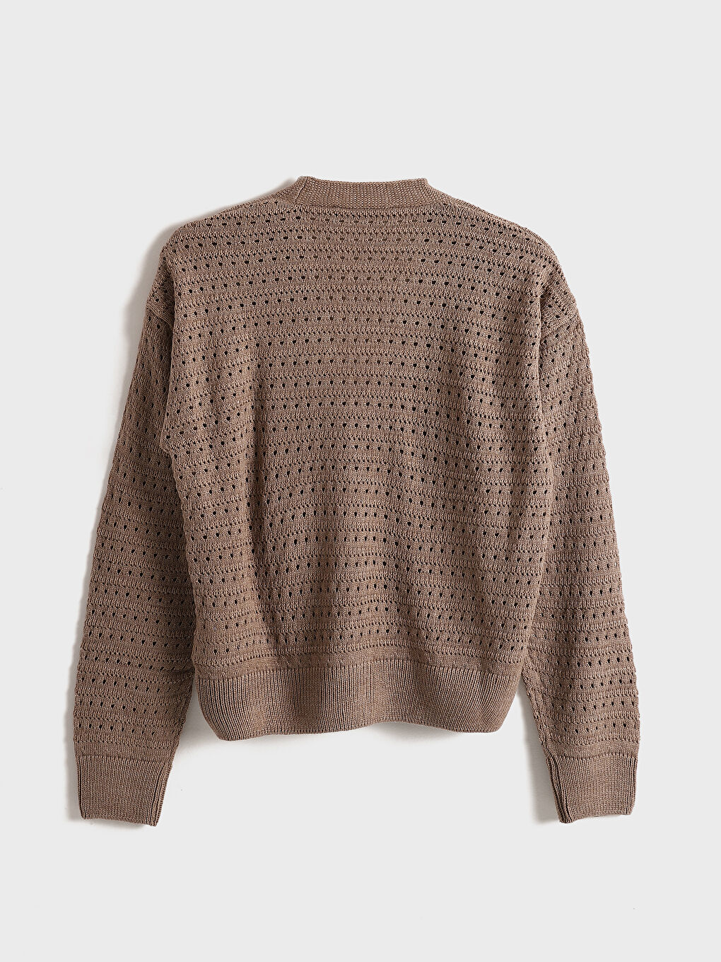 V-Neck Hole-Knitted Long Sleeve Oversize Women's Knitwear Cardigan-1