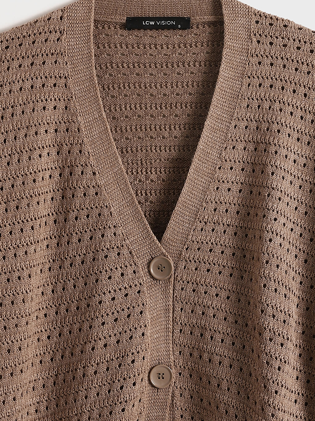 V-Neck Hole-Knitted Long Sleeve Oversize Women's Knitwear Cardigan-3