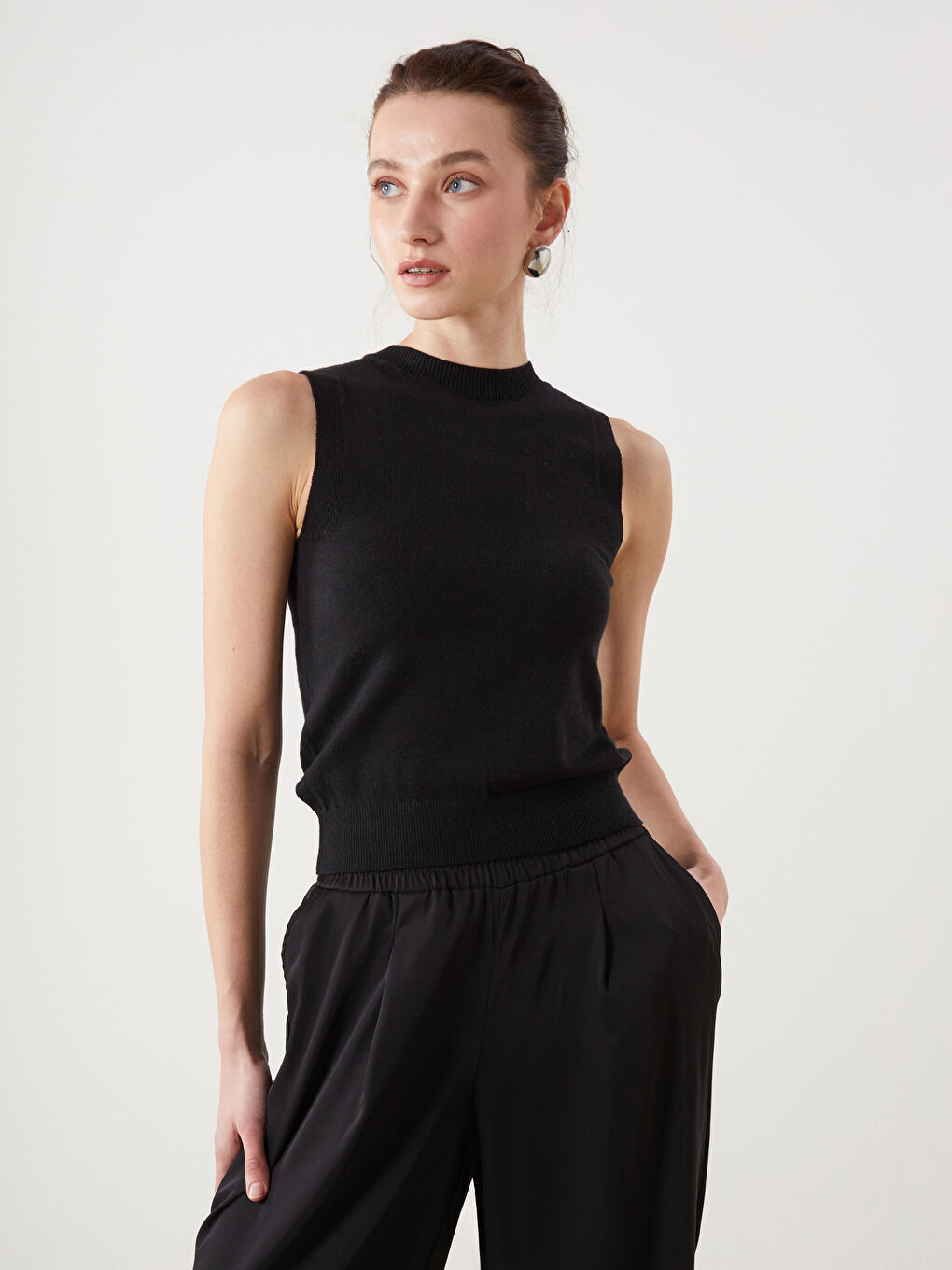 Crew Neck Women's Knitwear Sweater Vest -S5HD82Z8-CVL