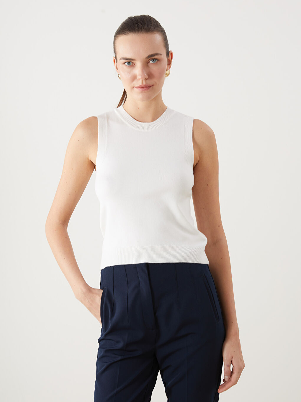 Crew Neck Women's Knitwear Sweater Vest -S5HD82Z8-FEW