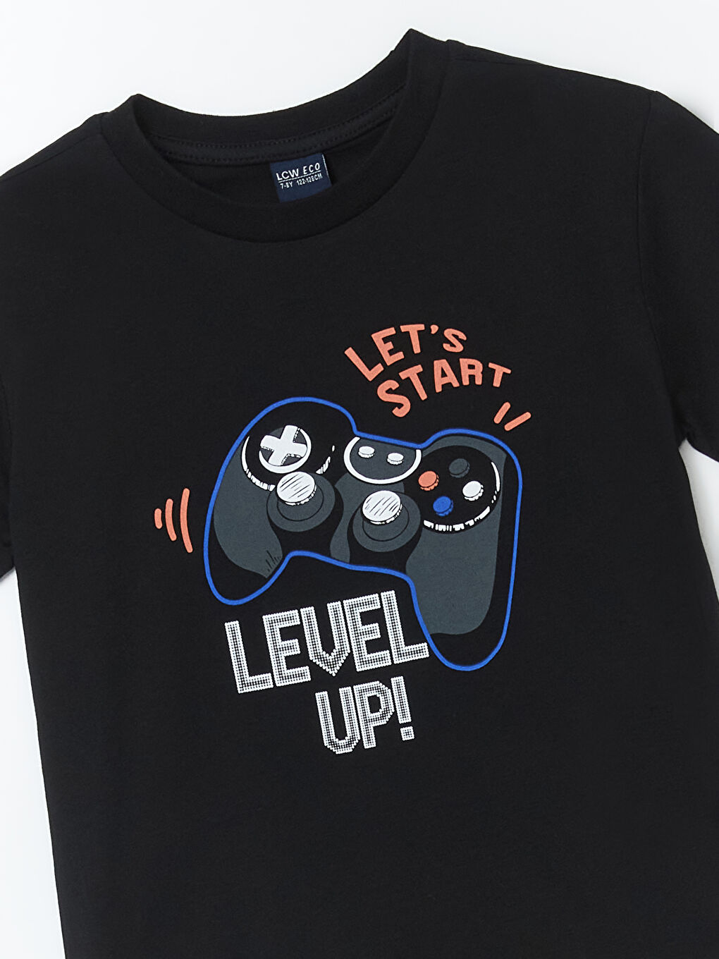 Siyah Bisiklet Yaka Erkek Çocuk Tişört-2