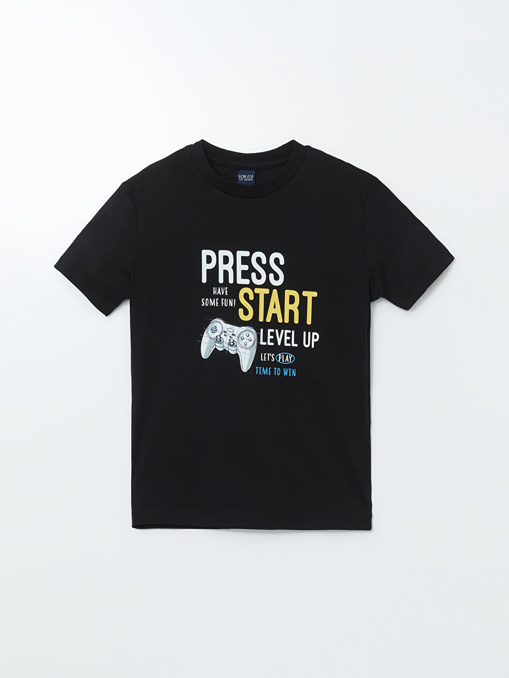 Siyah Bisiklet Yaka Erkek Çocuk Tişört