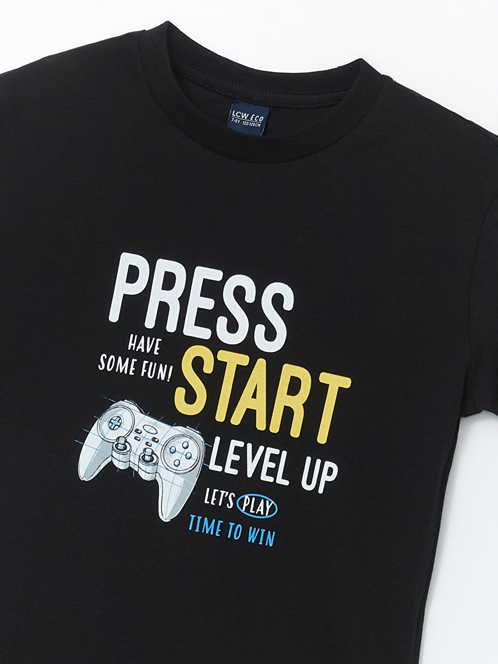 Siyah Bisiklet Yaka Erkek Çocuk Tişört-2