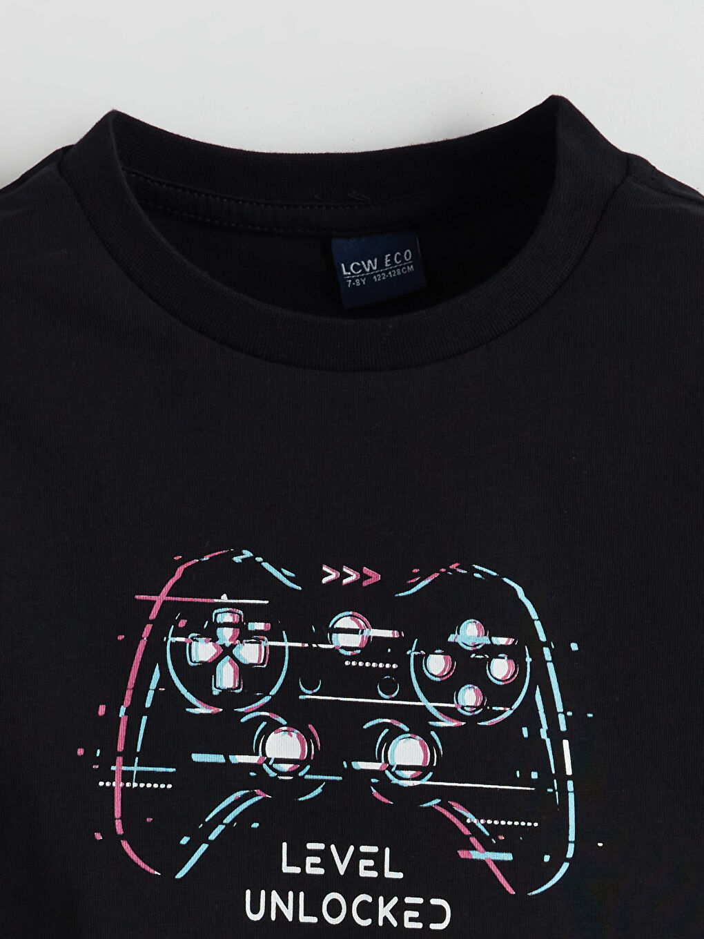 Siyah Bisiklet Yaka Erkek Çocuk Tişört-2