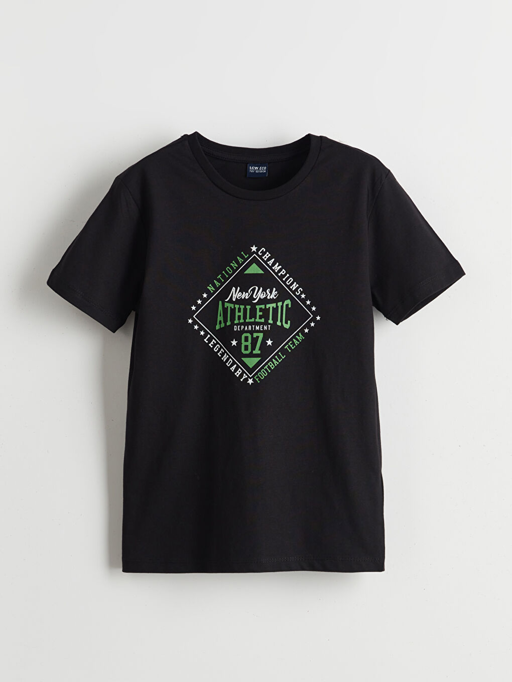 Siyah Bisiklet Yaka New York Baskılı Erkek Çocuk Tişört
