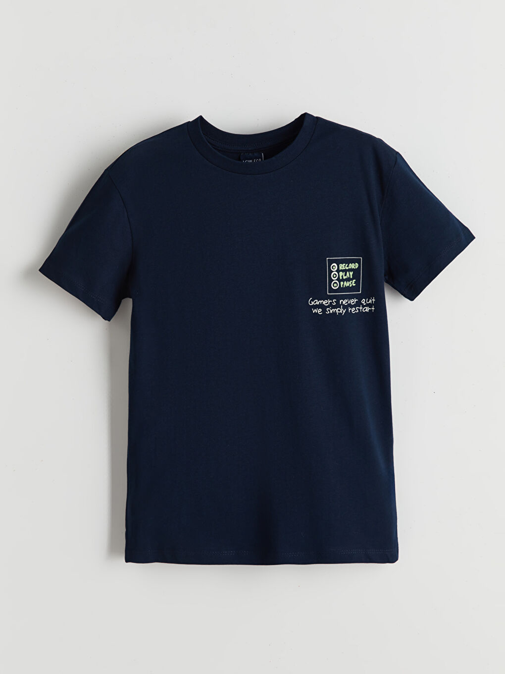 Lacivert Bisiklet Yaka Erkek Çocuk Tişört