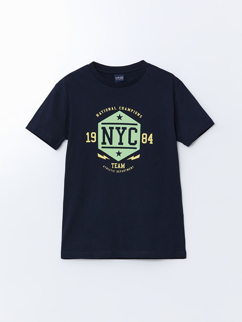 Lacivert Bisiklet Yaka Erkek Çocuk Tişört