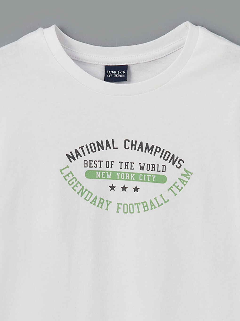 Beyaz Bisiklet Yaka Erkek Çocuk Tişört-2