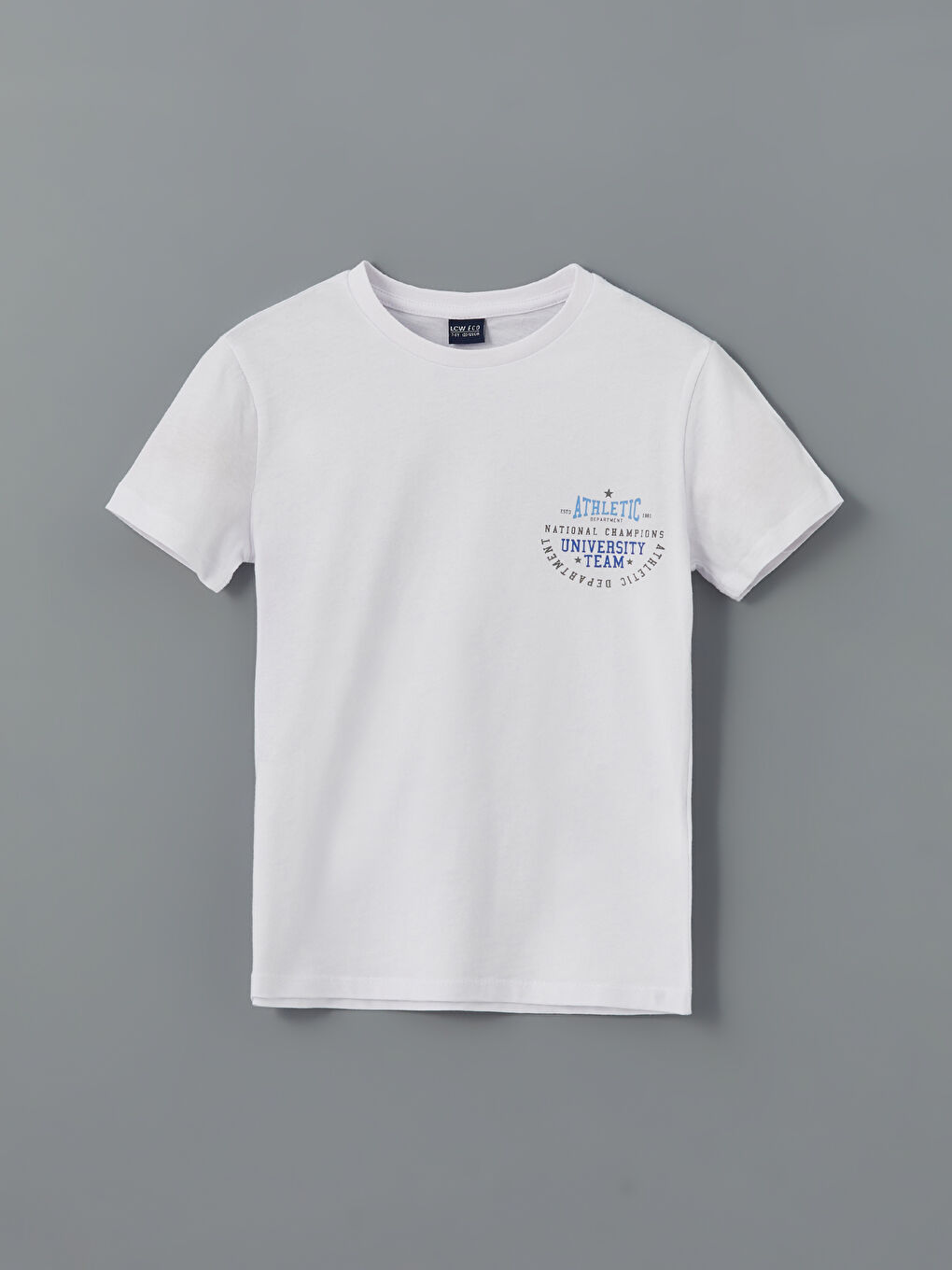 Beyaz Bisiklet Yaka Erkek Çocuk Tişört