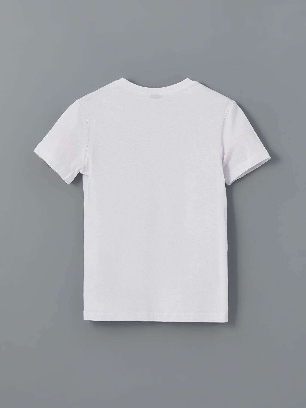 Beyaz Bisiklet Yaka Erkek Çocuk Tişört-1