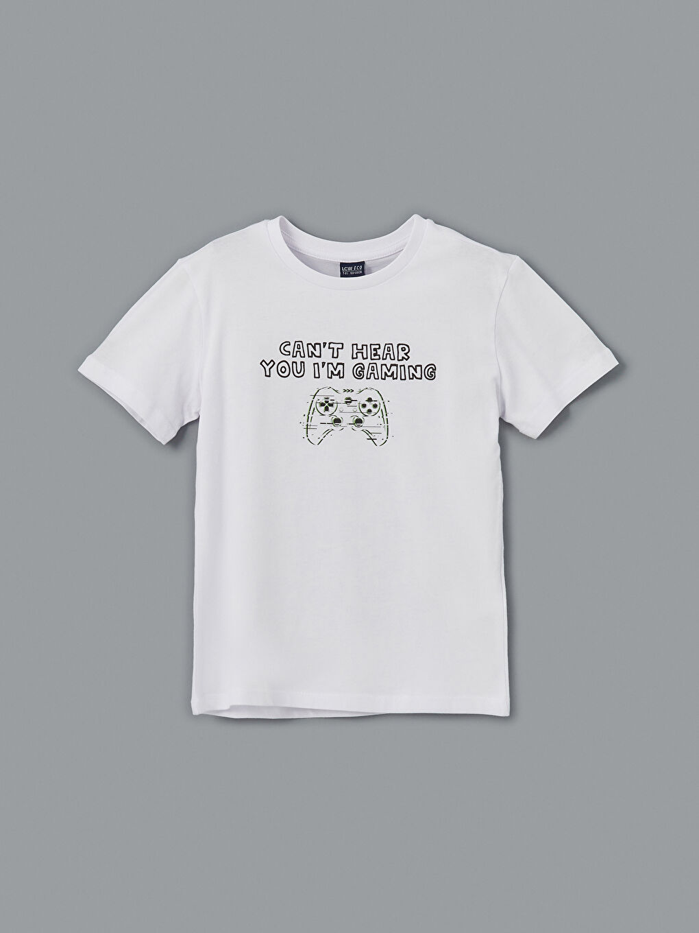 Beyaz Bisiklet Yaka Erkek Çocuk Tişört