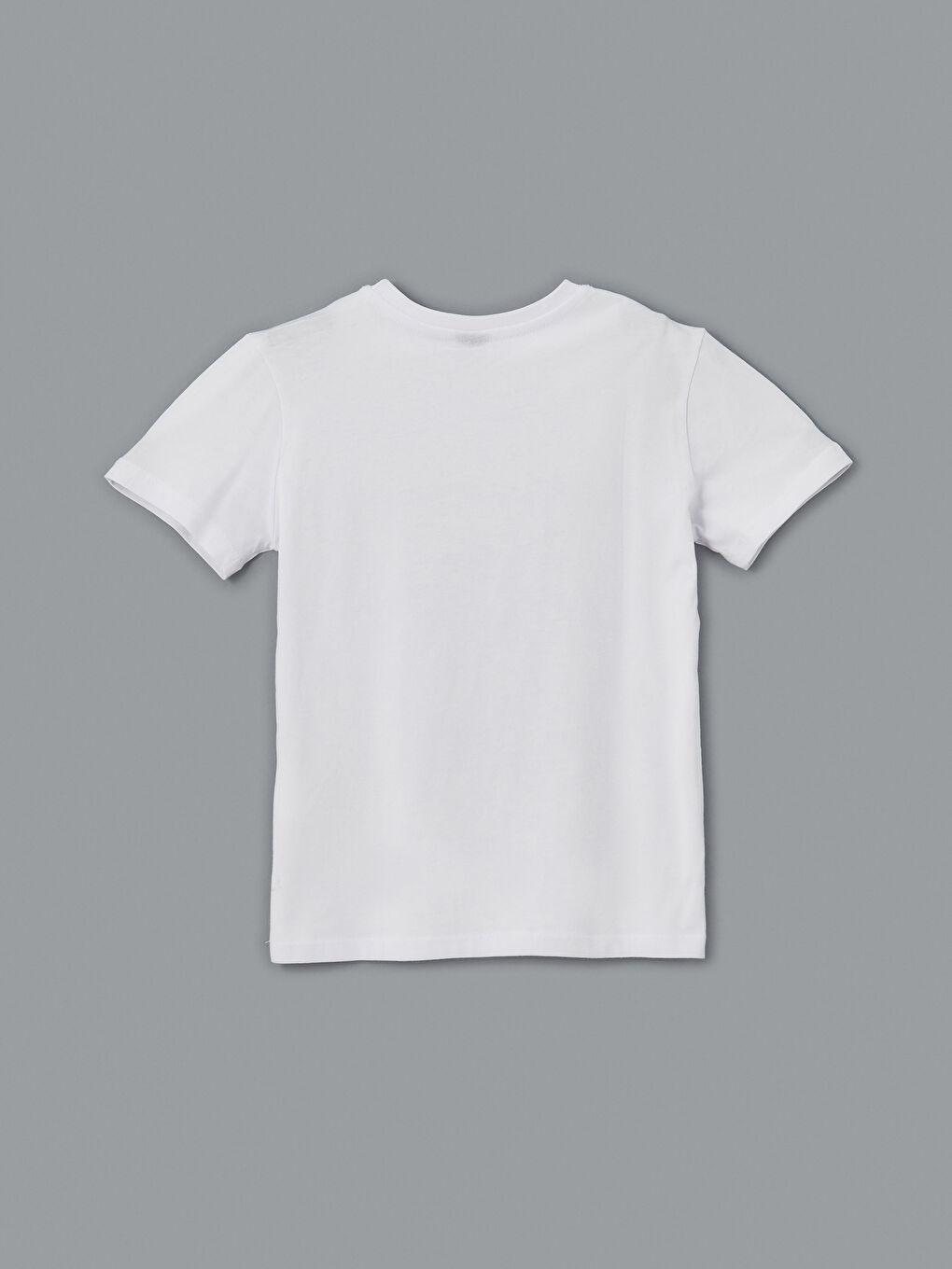 Beyaz Bisiklet Yaka Erkek Çocuk Tişört-1