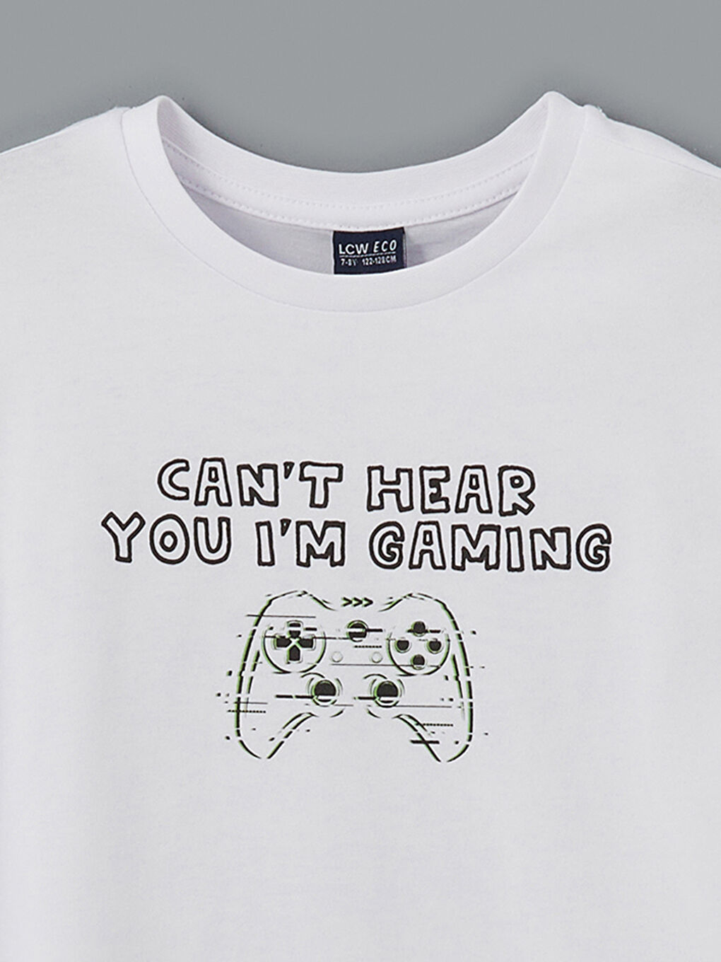 Beyaz Bisiklet Yaka Erkek Çocuk Tişört-2