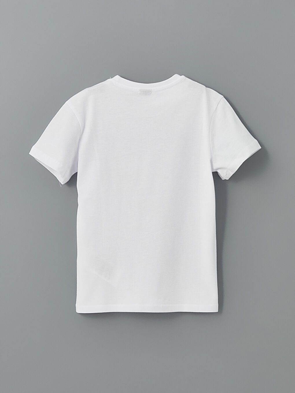 Beyaz Bisiklet Yaka Erkek Çocuk Tişört-1