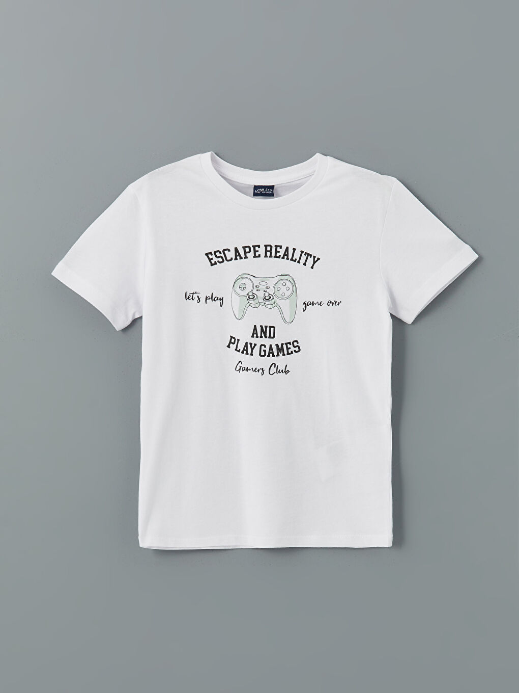 Beyaz Bisiklet Yaka Erkek Çocuk Tişört