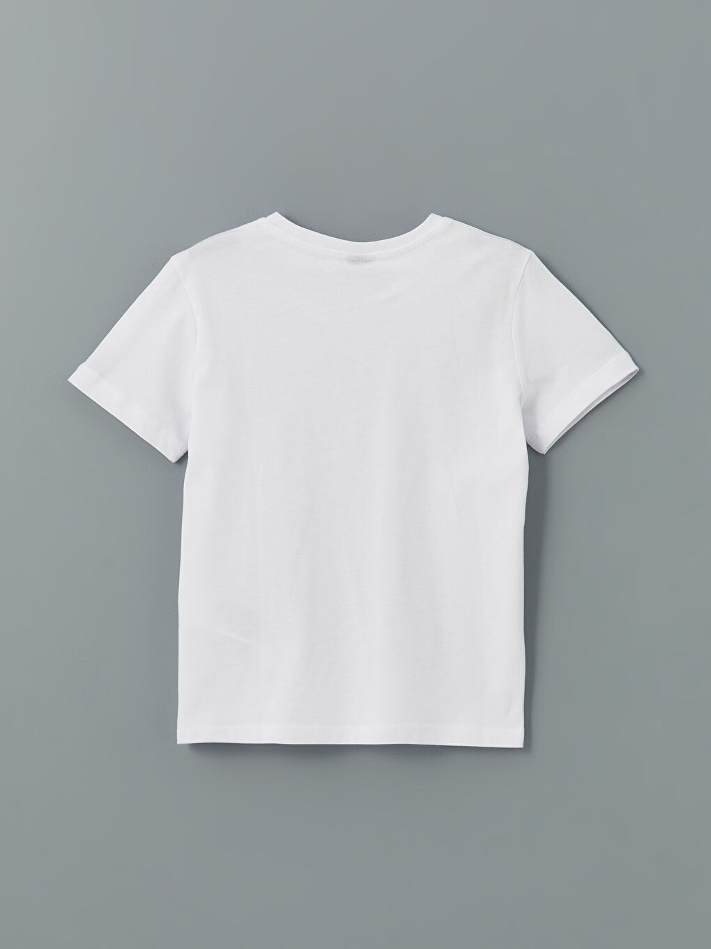 Beyaz Bisiklet Yaka Erkek Çocuk Tişört-1