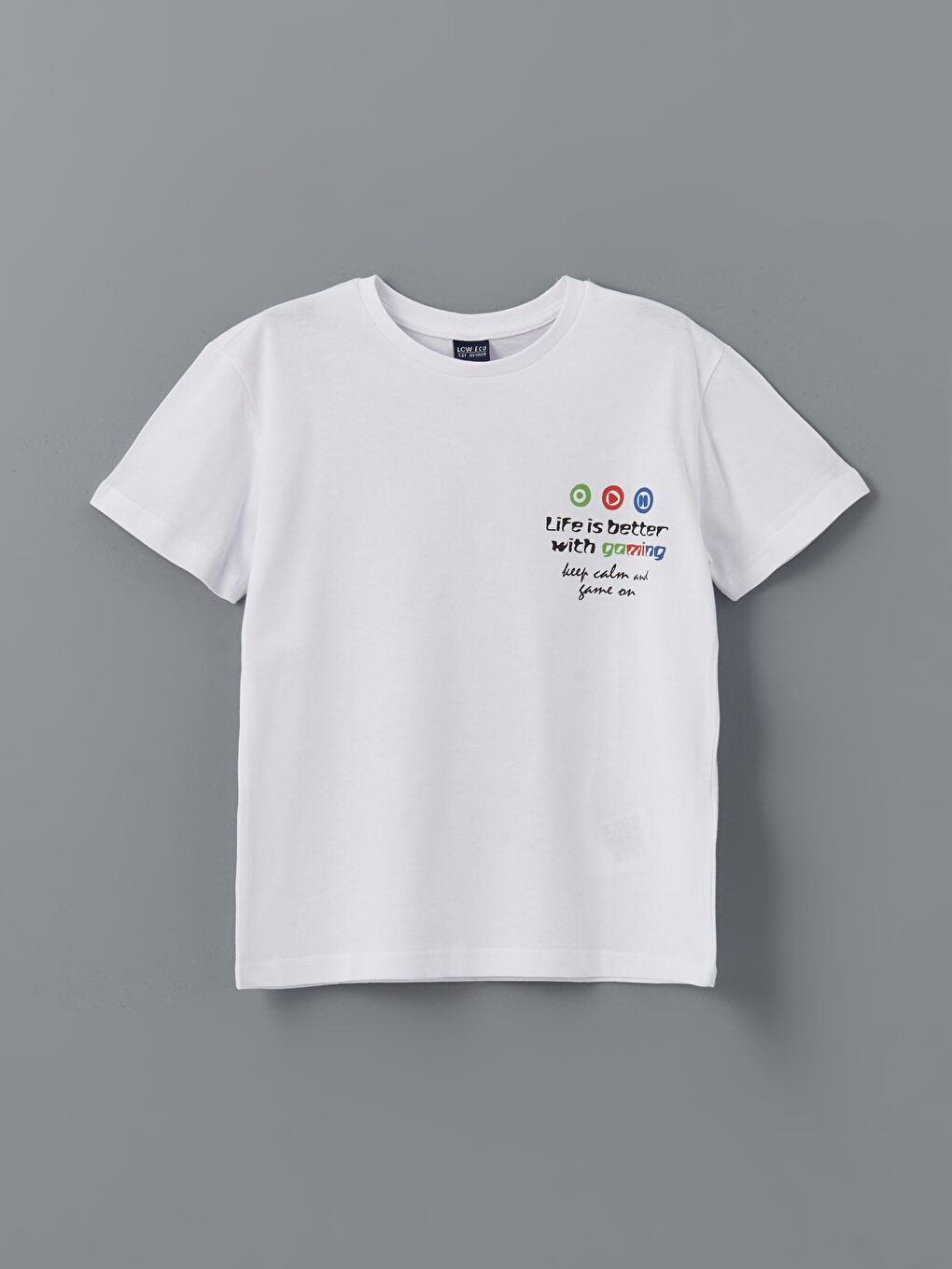 Beyaz Bisiklet Yaka Erkek Çocuk Tişört