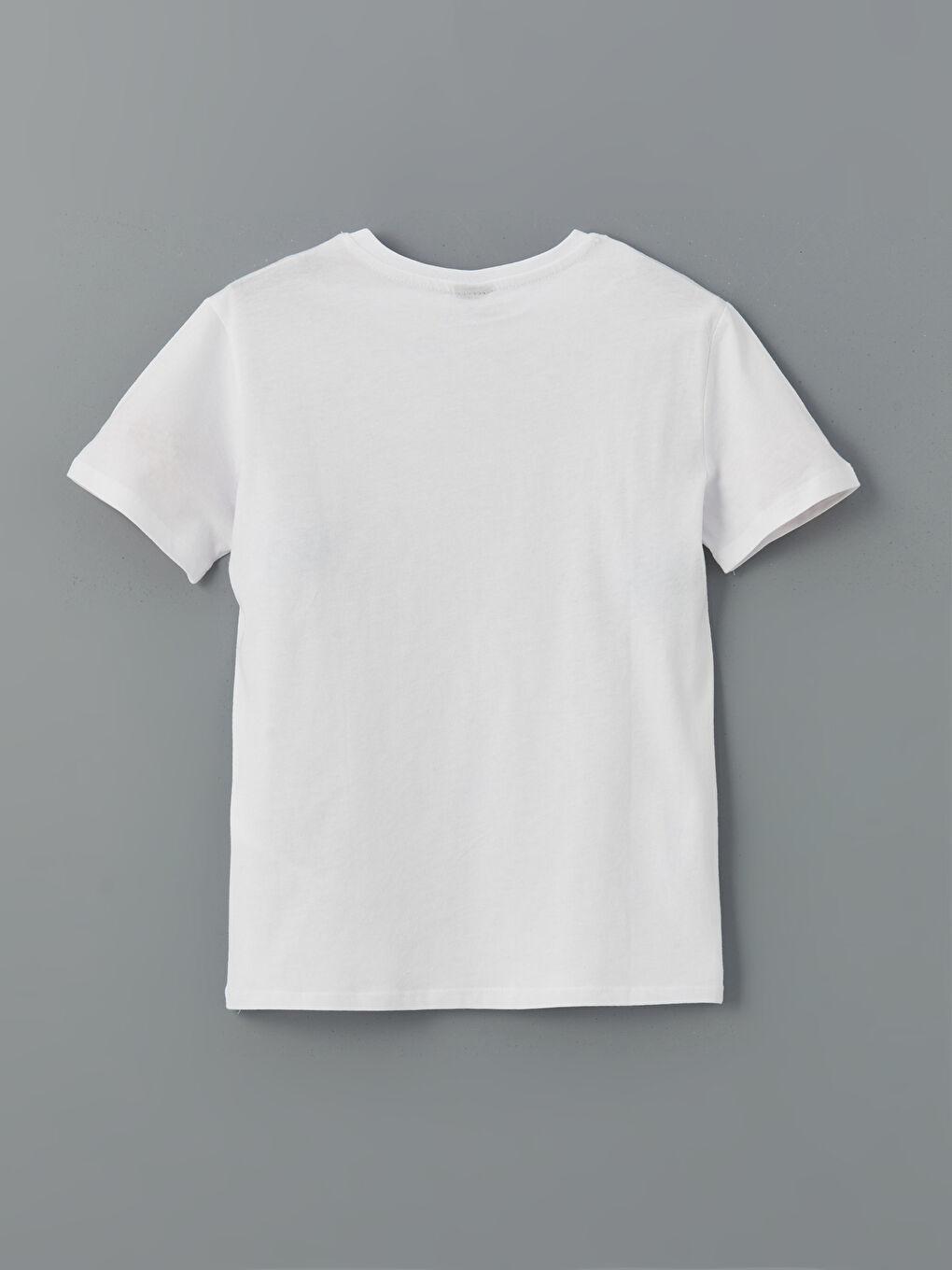 Beyaz Bisiklet Yaka Erkek Çocuk Tişört-1