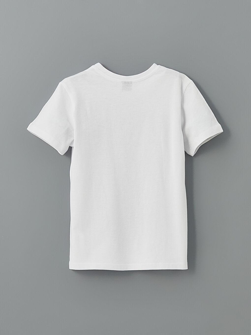 Beyaz Bisiklet Yaka Erkek Çocuk Tişört-1