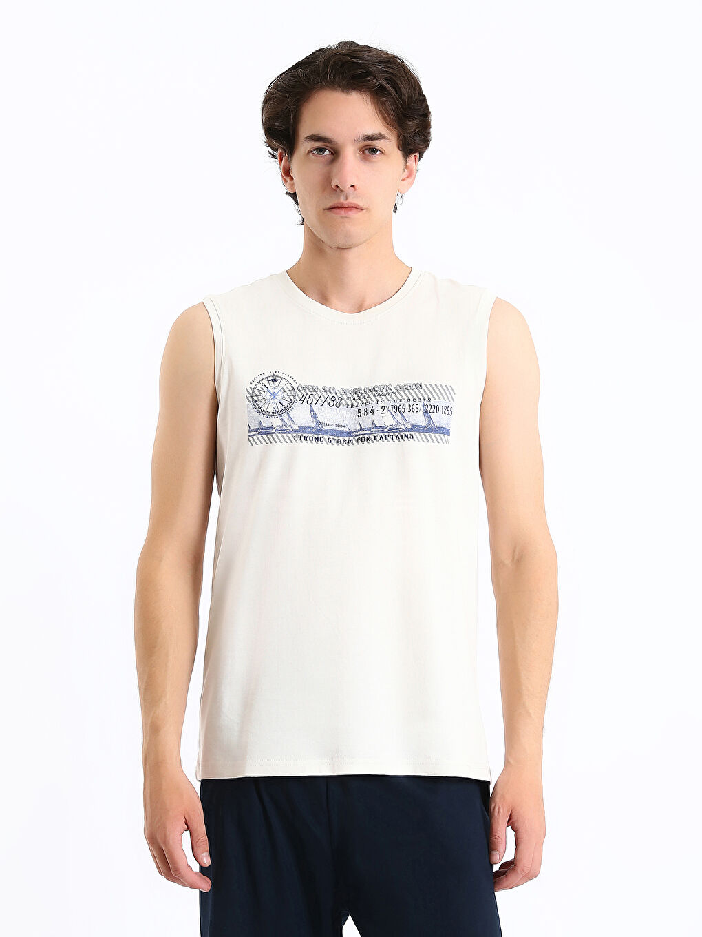 Crew Neck Printed Men's Sleeveless T-Shirt