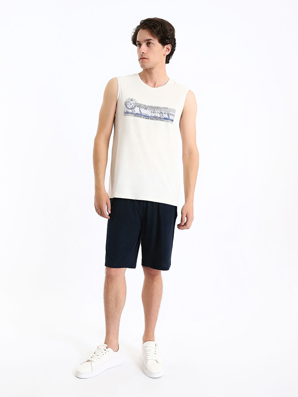 Crew Neck Printed Men's Sleeveless T-Shirt-1