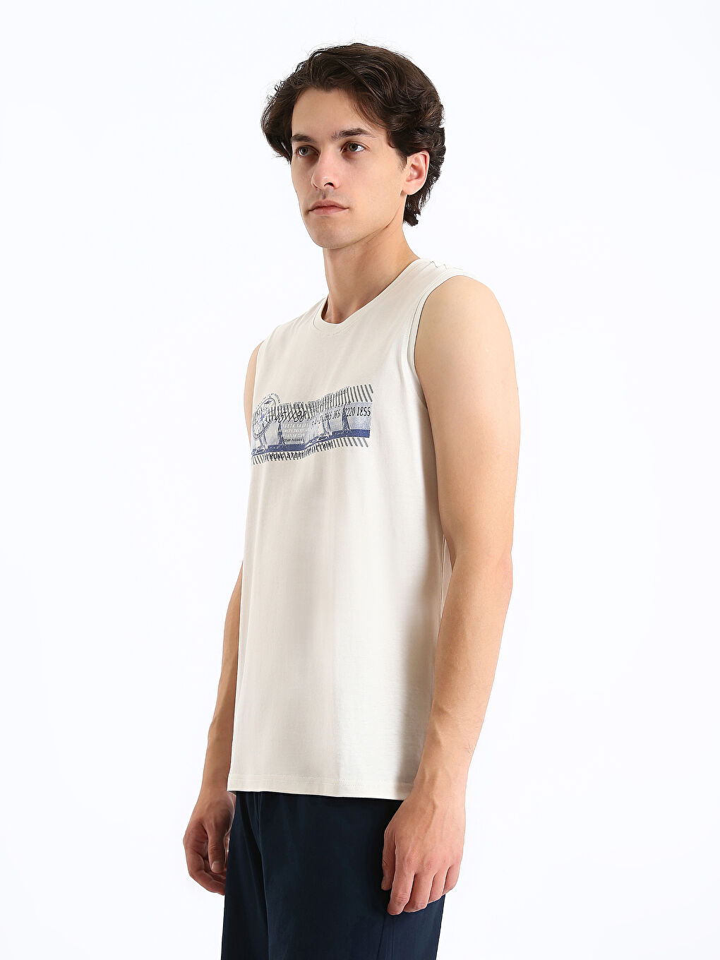 Crew Neck Printed Men's Sleeveless T-Shirt-3