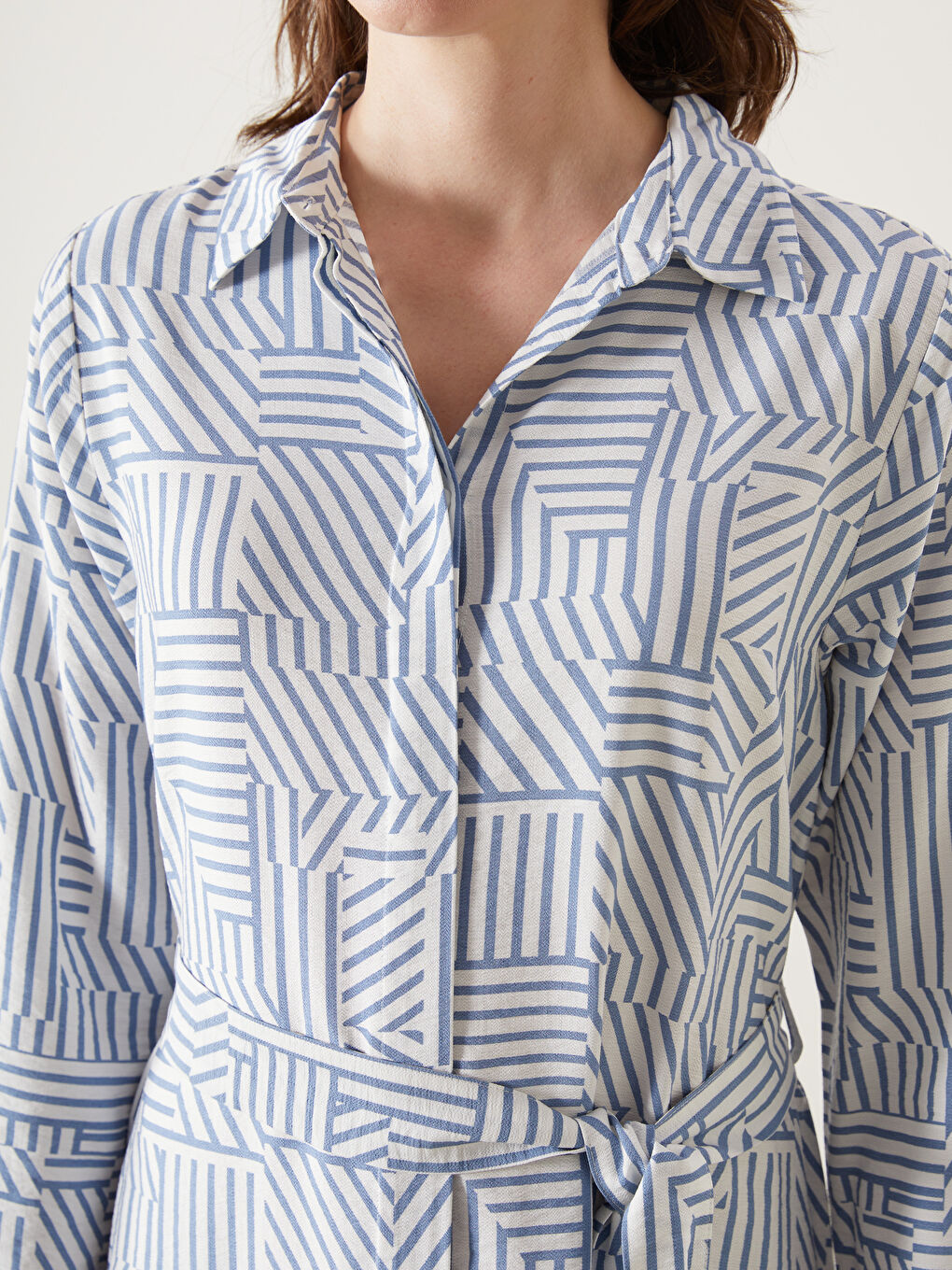 Striped Belted Women's Shirt Dress -S5HE50Z8-LQQ