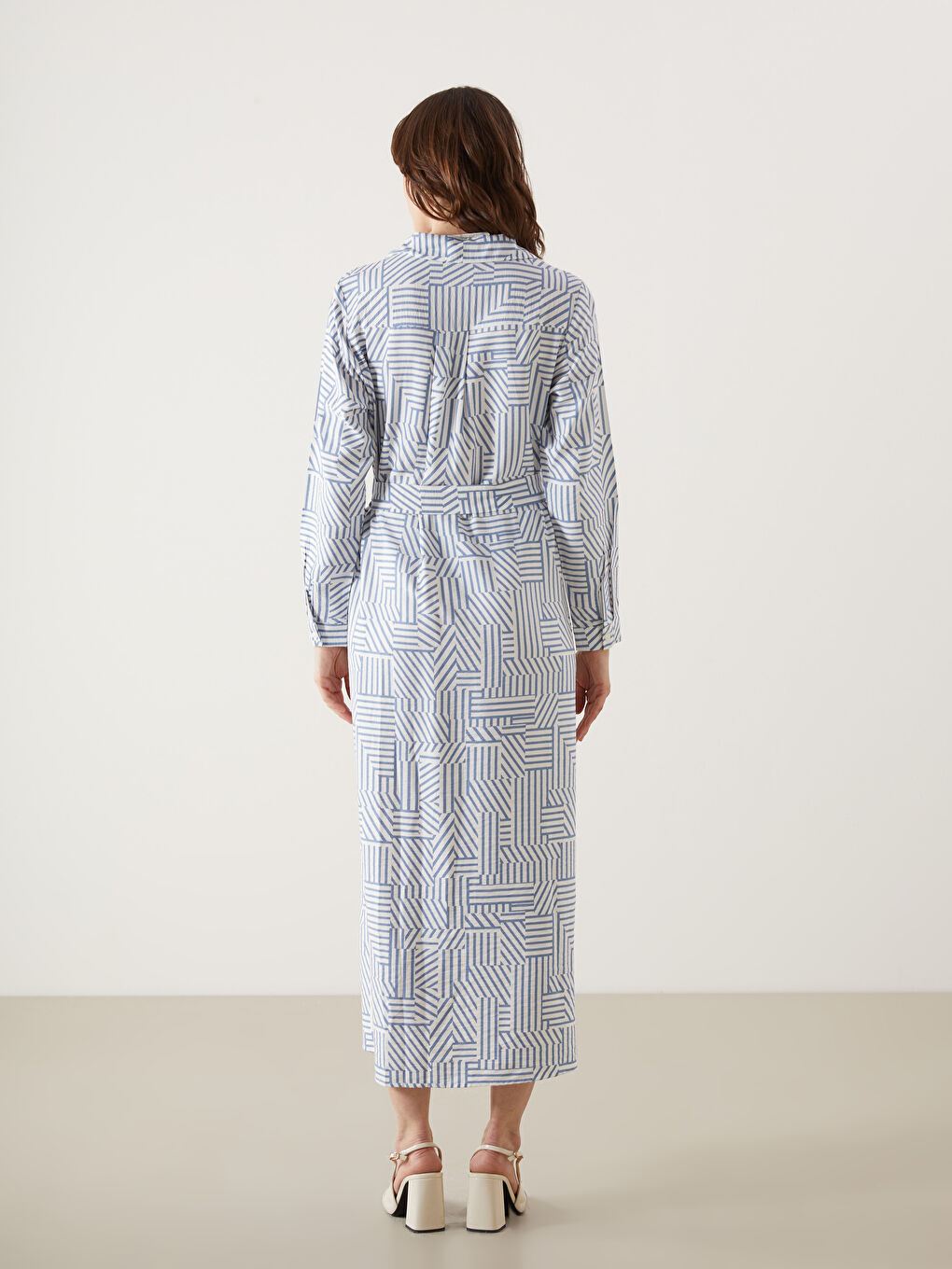 Striped Belted Women's Shirt Dress -S5HE50Z8-LQQ