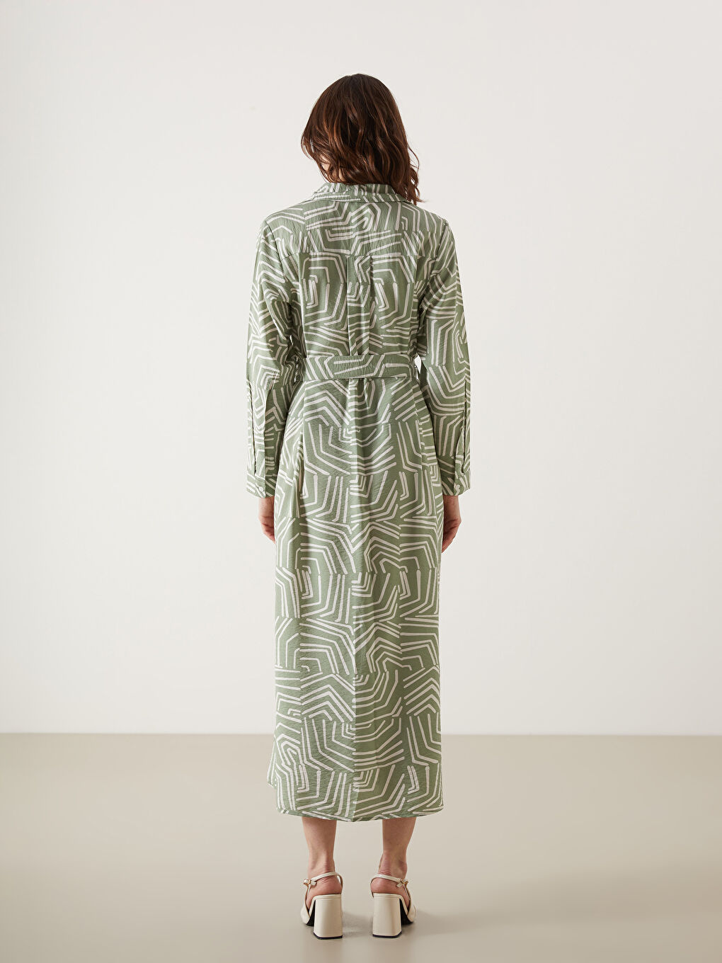Patterned Shirt Dress with Belt -S5HE55Z8-LRR