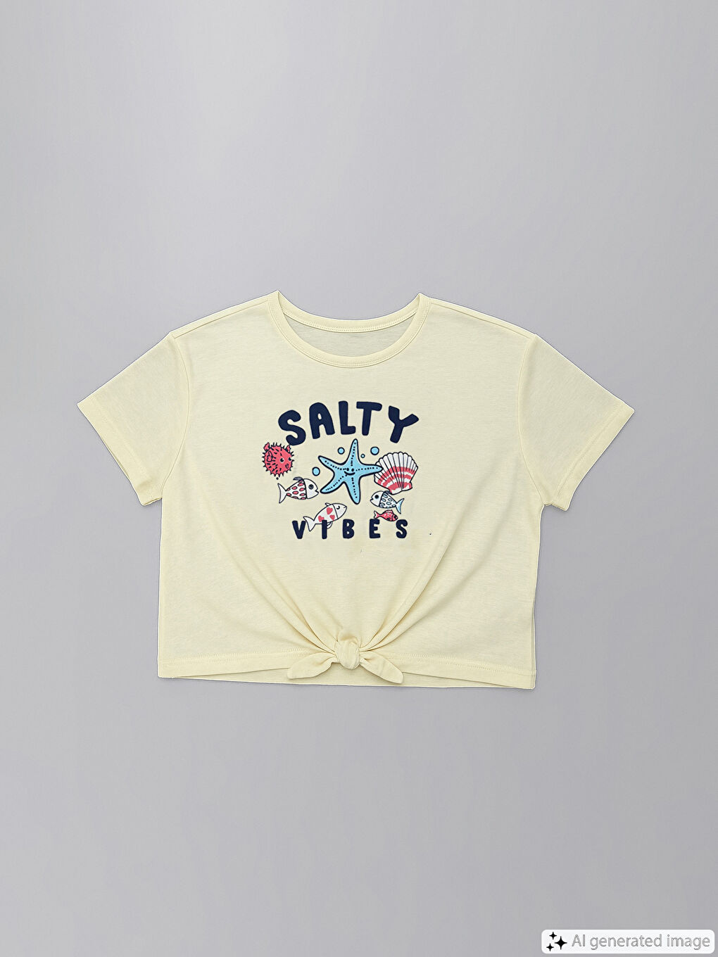 Crew Neck Printed Girls' T-Shirt
