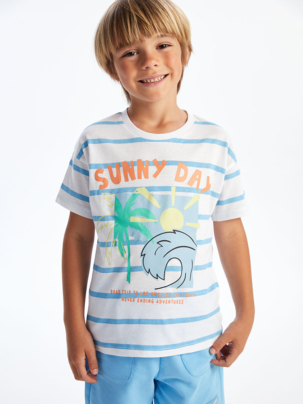 LCW Kids Crew Neck Striped Jersey Boys' T-Shirt -S5HF10Z1-LU7