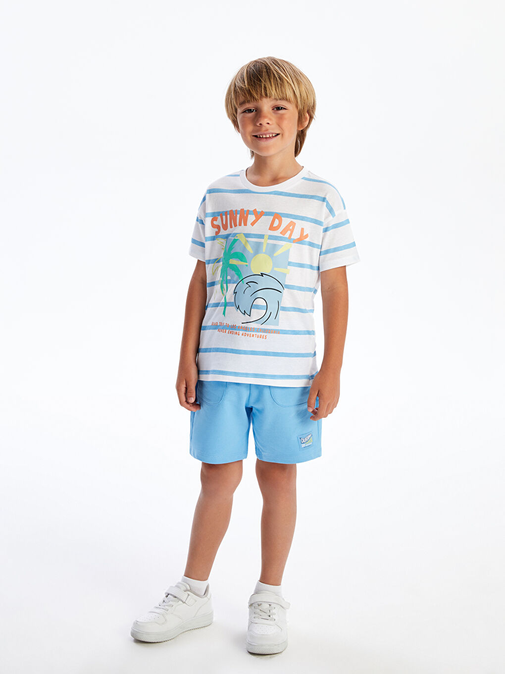 LCW Kids Crew Neck Striped Jersey Boys' T-Shirt -S5HF10Z1-LU7