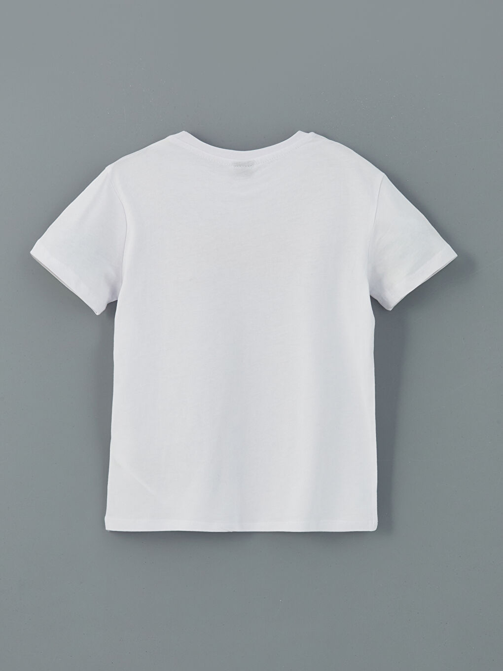 Beyaz Bisiklet Yaka Erkek Çocuk Tişört-1
