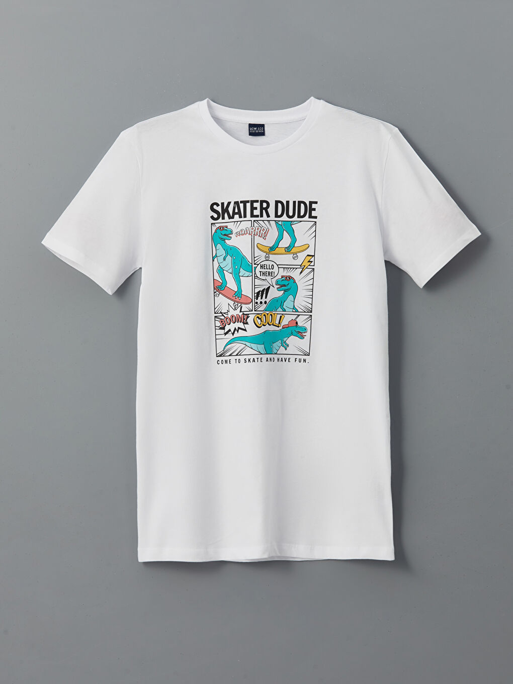 Beyaz Bisiklet Yaka Erkek Çocuk Tişört