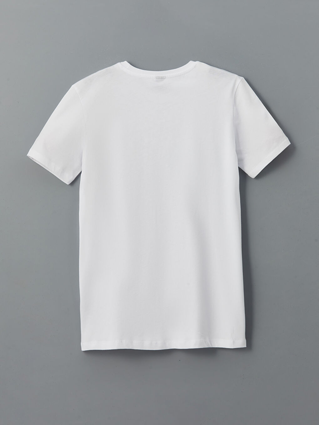 Beyaz Bisiklet Yaka Erkek Çocuk Tişört-1