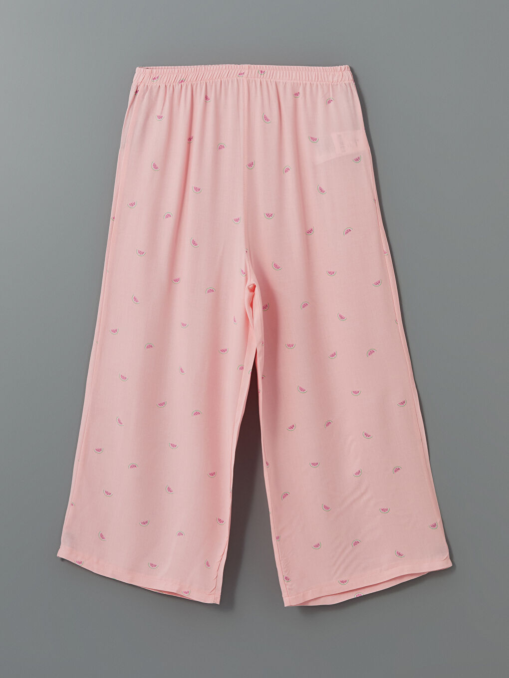 Pembe Beli Lastikli Baskılı Kadın Kapri Pijama Altı