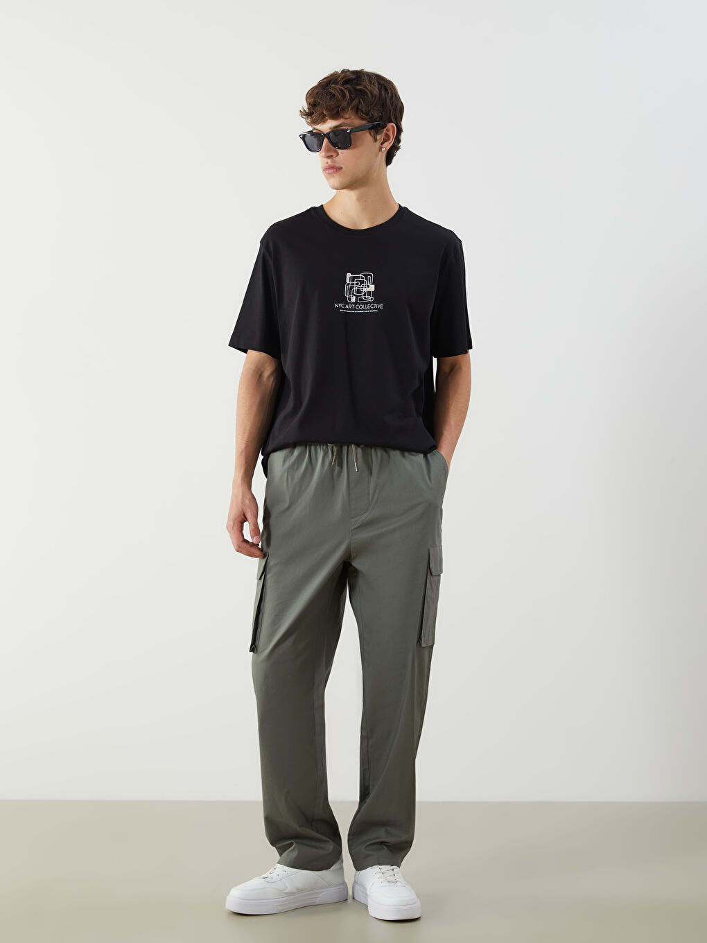 Loose Fit Poplin Men's Cargo Trousers
