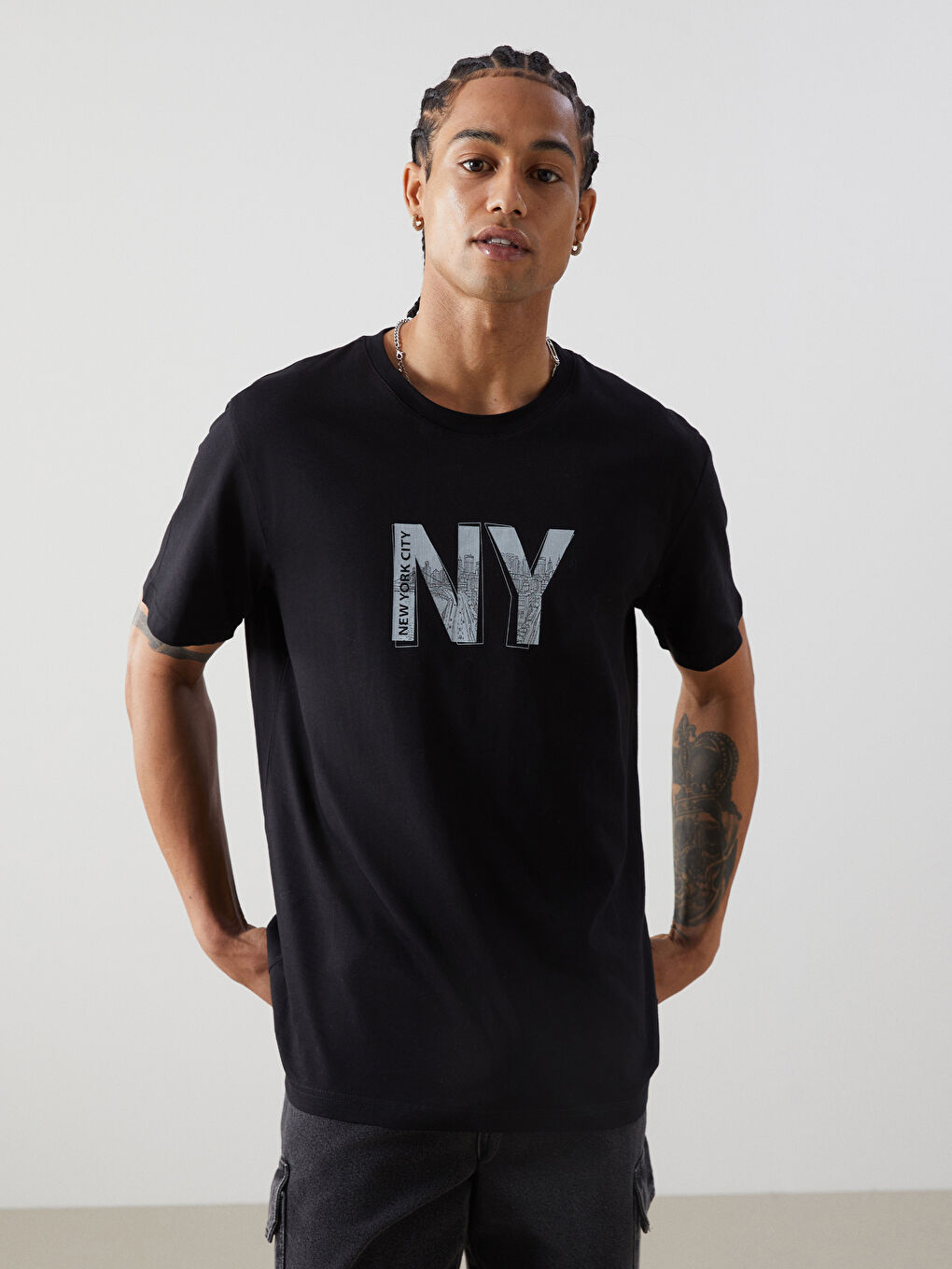 LCW ECO Κοντομάνικο T-shirt με Στρογγυλή Λαιμόκοψη, Εκτυπωμένο, από Χτενισμένο Βαμβάκι για Άνδρες -S5HF78Z8-CVL