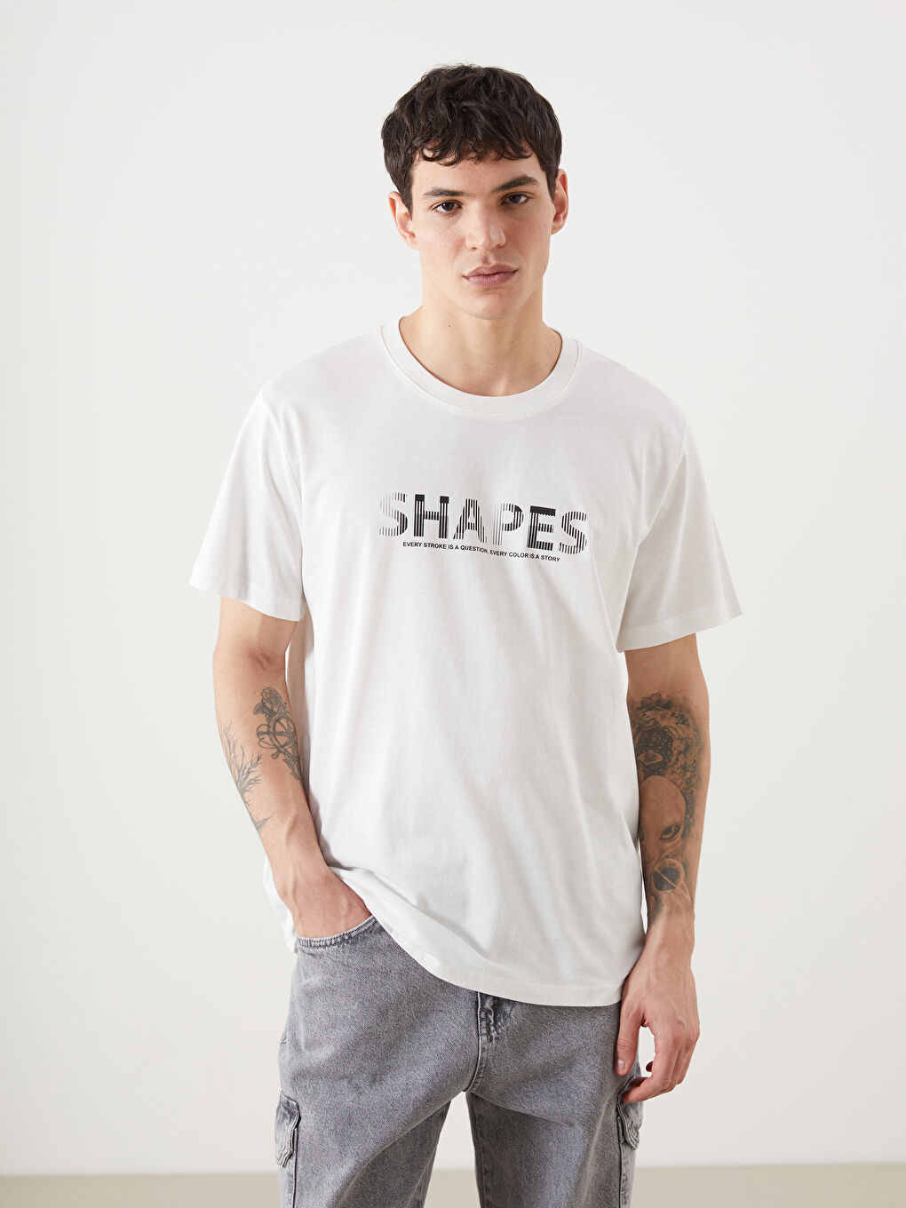 LCW ECO Crew Neck Short Sleeve Printed Combed Cotton Men's T-shirt -S5HF79Z8-R9J