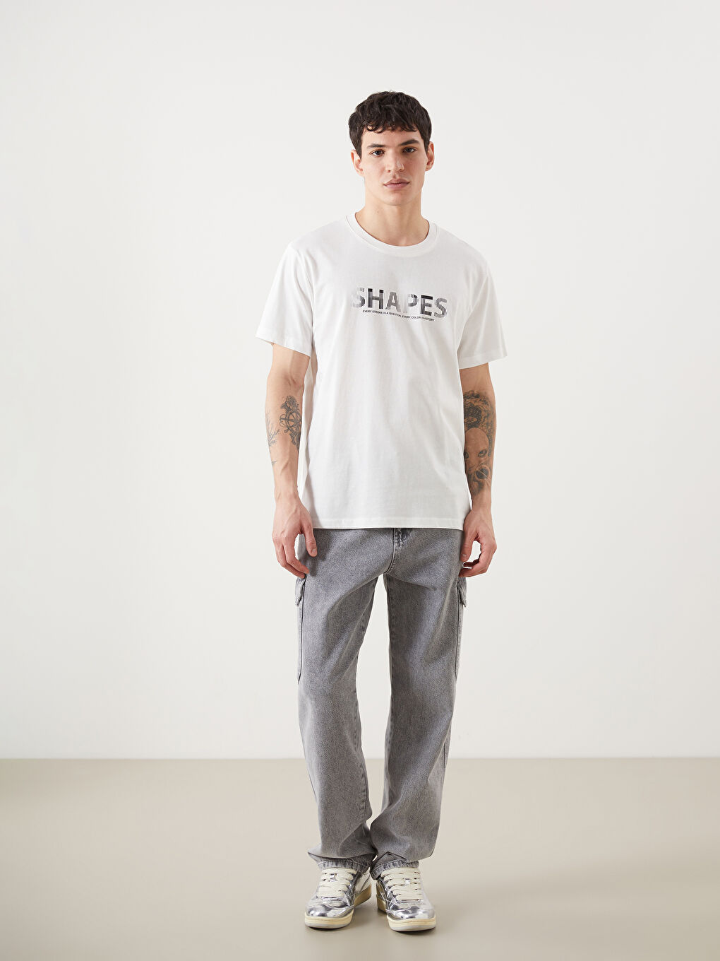 LCW ECO Crew Neck Short Sleeve Printed Combed Cotton Men's T-shirt -S5HF79Z8-R9J