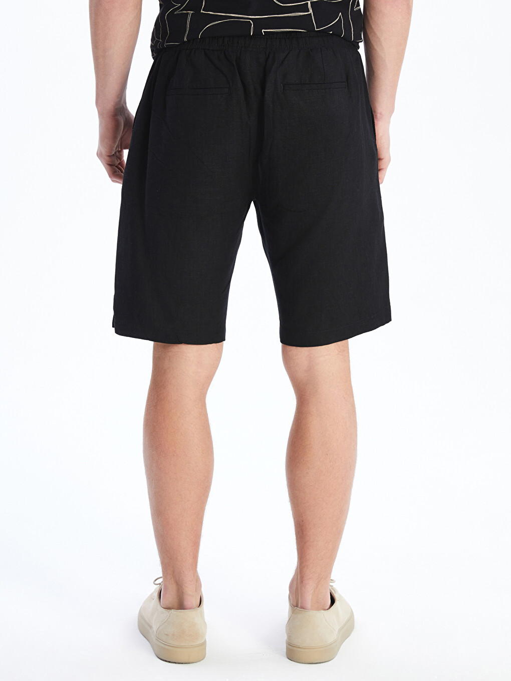 Standard Fit Linen Blend Men's Shorts-4