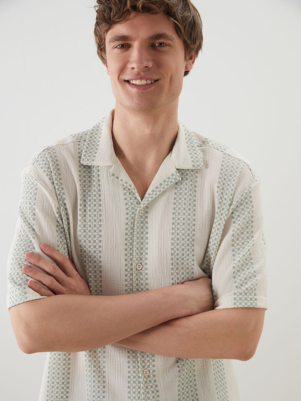 Κανονική Εφαρμογή Κοντό Μανίκι Με Σχέδια Πουκάμισο για Άνδρες