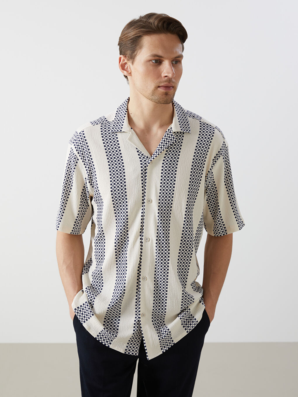 Regular Fit Short Sleeve Patterned Men's Shirt