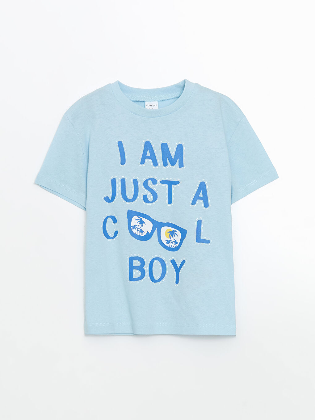 Mavi Bisiklet Yaka Baskılı Erkek Çocuk Tişört