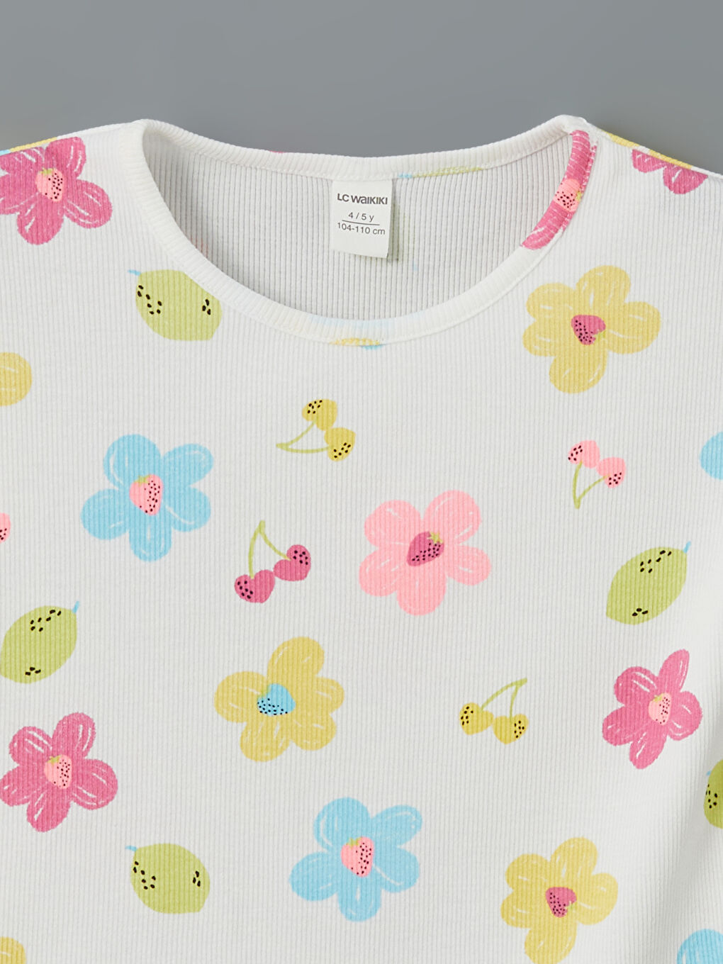 Crew Neck Floral Girls' T-Shirt -S5HG03Z1-VE4