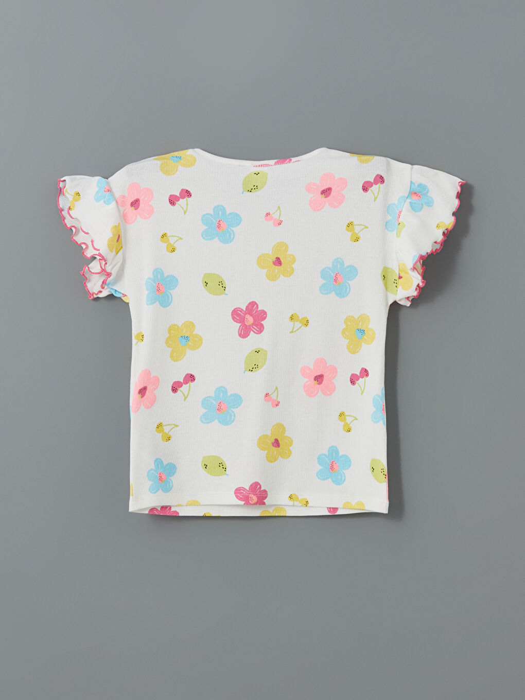 Crew Neck Floral Girls' T-Shirt -S5HG03Z1-VE4