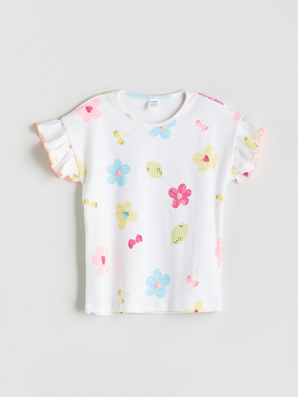 Crew Neck Floral Girls' T-Shirt -S5HG03Z1-VE4