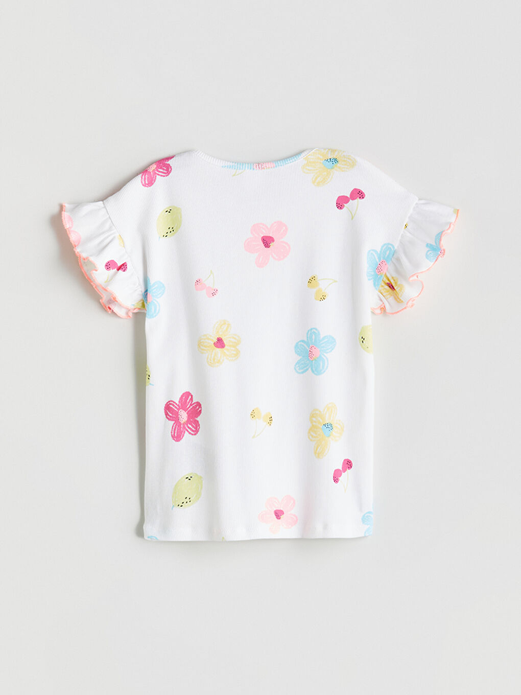 Crew Neck Floral Girls' T-Shirt -S5HG03Z1-VE4