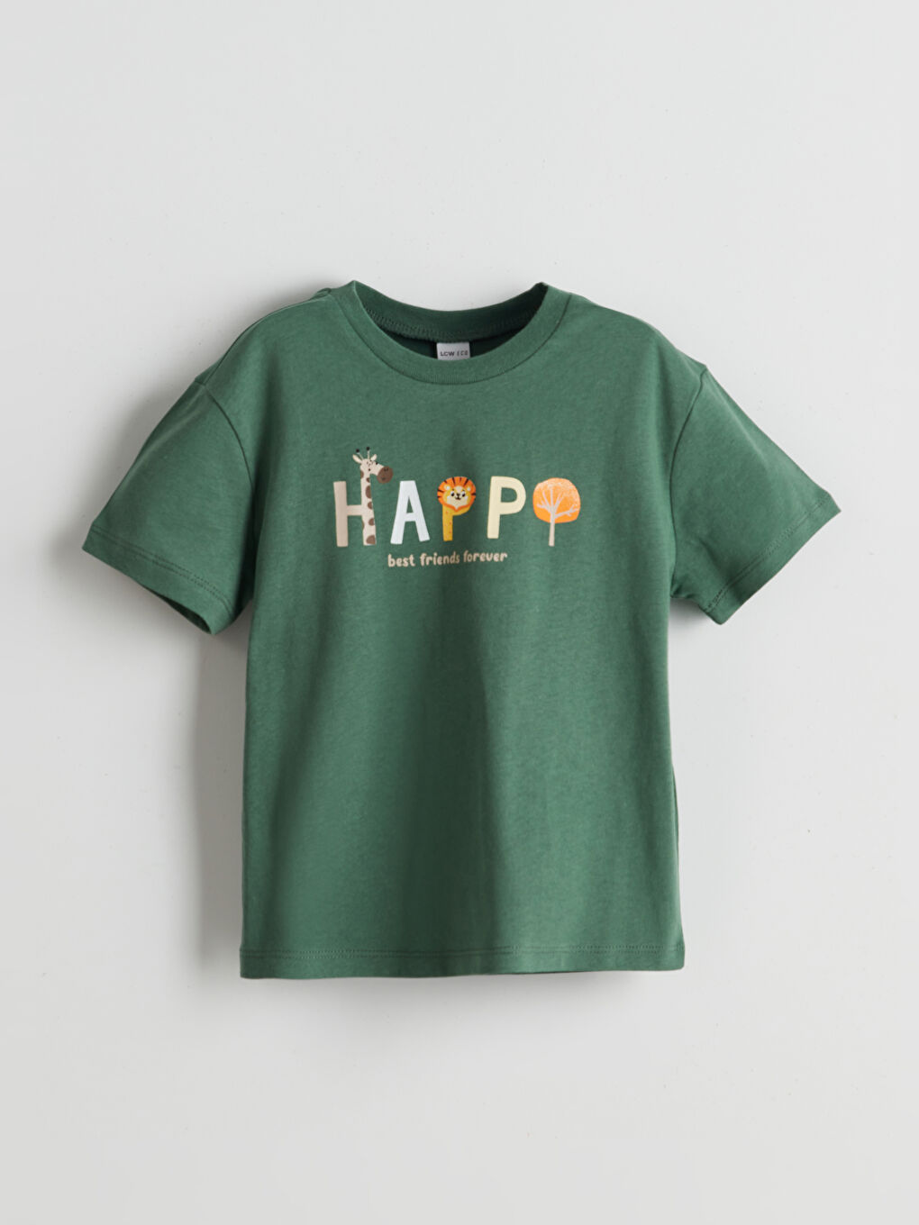 Yeşil Bisiklet Yaka Baskılı Erkek Çocuk Tişört